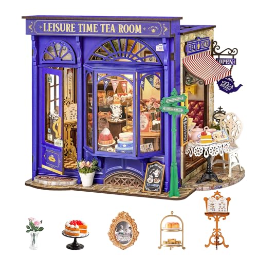 Rolife Puppenhaus Freizeit Teezimmer DIY Miniatur Haus Kit Mit Lichtern Puppenhaus Kits Freizeit Teezimmer Öffnungsstruktur Weihnachts Geburtstagsgeschenk von Rolife