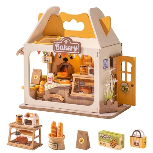 Rolife Puppenhaus Holz DIY Miniatur Haus mit Möbeln Puppenhaus mit LED-Leuchten für Mädchen und Frauen (Bäckerei Box) von Rolife