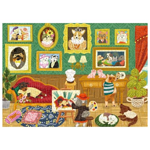 Rolife Puzzle 1000 Teile Erwachsene 50 x 75 cm Blaue Pappe Kinder Jigsaw Puzzle ab 8 Jahre Kinderpuzzle für Mädchen Jungen Weihnachten Geschenk (Doggie Art Gallery) von Rolife