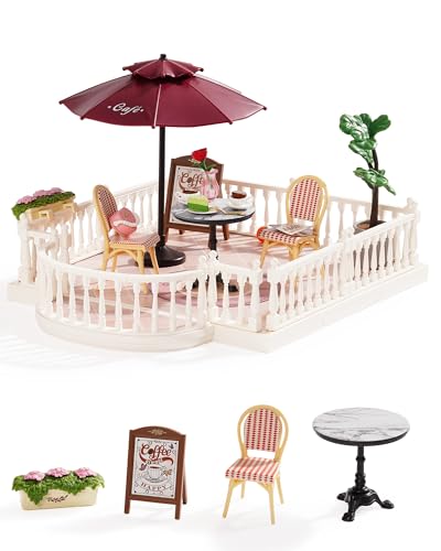 Rolife Super Creator Accessoires DIY Miniaturhaus-Set, Kompatibel mit Super Set, Weihnachts und Geburtstagsgeschenk für Kinder,DIY Modellbausätze für Erwachsene (Stilvolle Café-Terrasse) von Rolife
