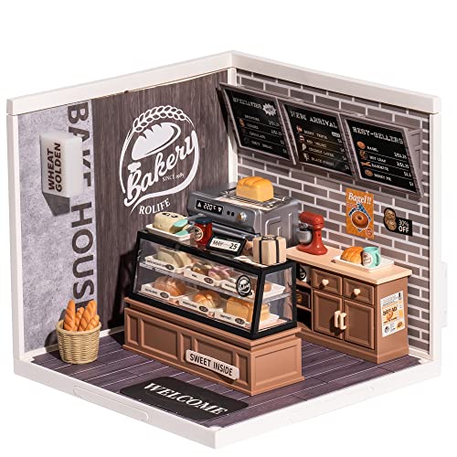 Rolife Ausbaufähig Bäckerei-Shop Minihaus Modell-Miniatur Modellbausätze 3D Puzzle für Erwachsene zu Bauen-Schreibtisch Dekoration Geschenkidee für Frauen(DW005) von Rolife
