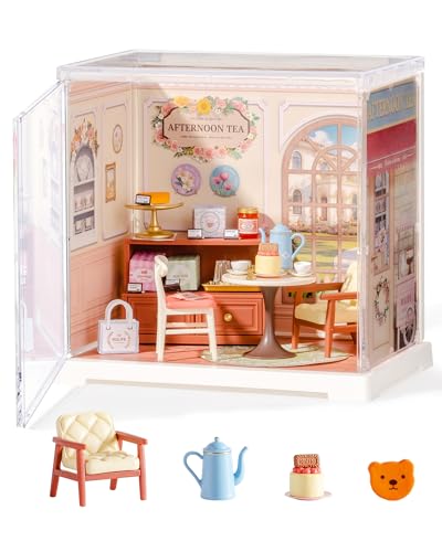 Rolife Super Creator DIY Miniature House Miniatur Haus Bausatz Selber Bauen Vitrine Staubschutz Kein Kleber Deko Schreibtisch Bücherregal Diorama Modellbau Bastelset für Kinder (Honey Tea Lounge) von Rolife