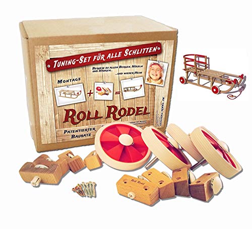 Roll Rodel Bausatz - Tuning Set für alle Holzschlitten / Rollen für Kinderschlitten / Räder für Schlitten aus Holz von Roll Rodel