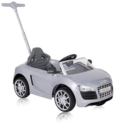ROLLPLAY Push Car mit ausziehbarer Fußstütze, Für Kinder ab 1 Jahr, Bis max. 20 kg, Audi R8 Spyder, Silber, 113.5 x 47.5 x 59 cm 44353 von Rollplay