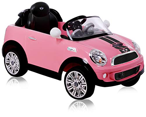 ROLLPLAY Elektrofahrzeug mit Fernsteuerung und Rückwärtsgang, Für Kinder ab 3 Jahren, Bis max. 35 kg, 6-Volt-Akku, Bis zu 4 km/h, MINI Cooper S Roadster, Pink 22492 von Rollplay