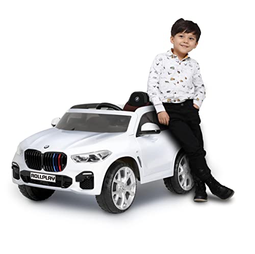 Rollplay Elektroauto BMW X5M 12V mit Fernbedienung – Softstart – 5 km/h für Kinder ab 3 Jahren, Hupe, Sicherheitsgurt, Lichter vorne, Radio, MP3, Bluetooth, Gummireifen, weiß 32032 Rollplay Elektroauto BMW X5M 12V mit Fernbedienung – Softstart – 5 km/h für Kinder ab 3 Jahren, Hupe, Sicherheitsgurt, Lichter vorne, Radio, MP3, Bluetooth, Gummireifen, weiß 32032 von Rollplay