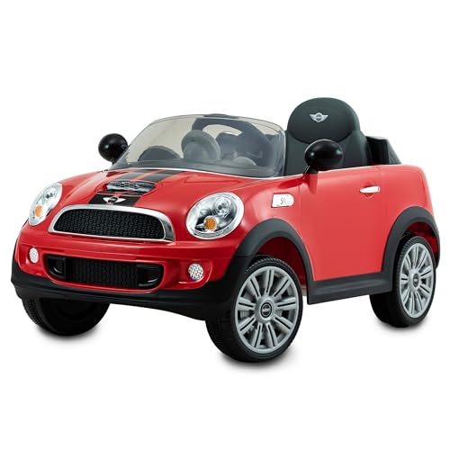 Rollplay Elektroauto Mini Cooper S 6V mit Fernbedienung – Softstart – 4 km/h Elektrofahrzeug für Kinder ab 3 Jahren, Hupe, Sicherheitsgurt, öffnende Tür, Lichter vorne, Bis max. 35 kg, rot 22412 von Rollplay