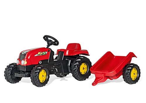 Rolly Toys rollyKid-X Trettraktor (mit Anhänger, Drehschemellenkung, Alter 2,5 - 5 Jahre, Heckkupplung) 012121, 142 cm × 47 cm × 52 cm von Rolly Toys
