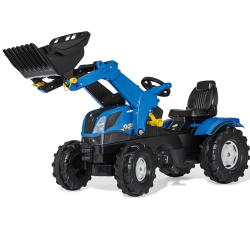 Rolly Toys rollyFarmtrac New Holland (für Kinder von 3-8 Jahre, verstellbarer Sitz, Flüsterlaufreifen, Front- und Heckkupplung) 611256, Groß, Blau von Rolly Toys