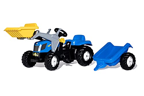Rolly Toys 023929 - rollyKid New Holland T 7040 Trettraktor mit Anhänger (für Kinder von 2,5 bis 5 Jahren, Heckkupplung), 161 x 47 x 55 cm von Rolly Toys