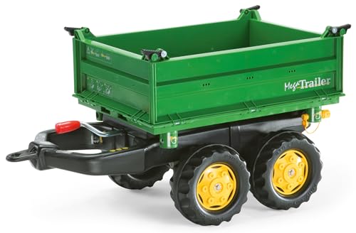 Rolly Toys rollyMega Trailer Anhänger (für Kinder von 2,5 bis 5 Jahren, Dreiseitenkipper, Heckkupplung, Zweiachsanhänger) 122004 von Rolly Toys