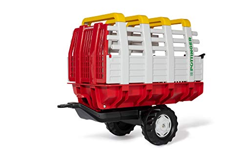 Rolly Toys 122479 Tretfahrzeuge rollyHaywagon Pöttinger Anhänger für Trettraktor (von 3-10 Jahre, Automatikverriegelung, kippbar), Rot von Rolly Toys