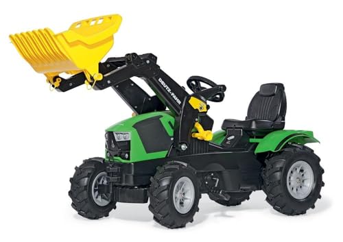 Rolly Toys Deutz Fahr Trettraktor mit Lader (rollyFarmtrac Traktor; Luftreifen; Schauffellader Frontlader; Kinder ab 3 Jahre; Grün, Schwarz) 611218 von ROLLY TOYS