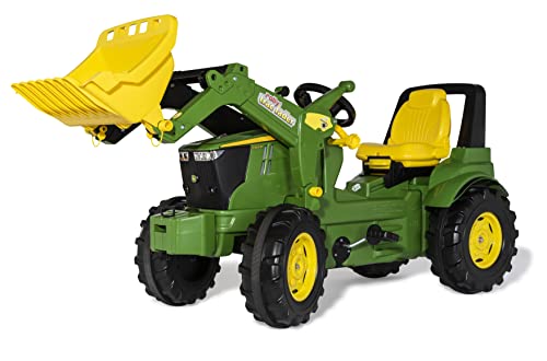 Rolly Toys Trettraktor rollyFarmtrac Premium John Deere 7R 730032 (inkl. rollyTrac Lader, ab 3 Jahre, längen-und höhenverstellbarer Sitz, Flüsterlaufreifen), grün von Rolly Toys