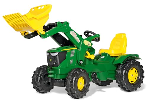 Rolly Toys rollyFarmtrac Trettraktor John Deere 6210R (inkl. rollyTrac Lader, Front- und Heckkupplung, für Kinder von 3 bis 8 Jahre) 611096, Grey, 142 x 53 x 81 cm von Rolly Toys