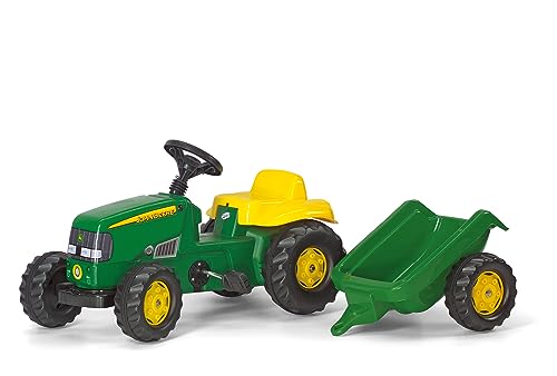 Rolly Toys 012190 - rollyKid John Deere (mit Anhänger, Drehschemellenkung, Alter 2,5 - 5 Jahre, Heckkupplung), grün von Rolly Toys