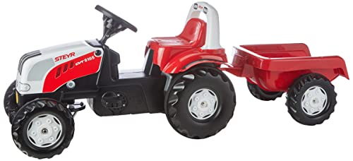 Rolly Toys rollyKid Steyr 6165 CVT Trettraktor (mit Anhänger, für Kinder ab 2,5 Jahre, Flüsterlaufreifen, Überrollbügel) 012510 von ROLLY TOYS