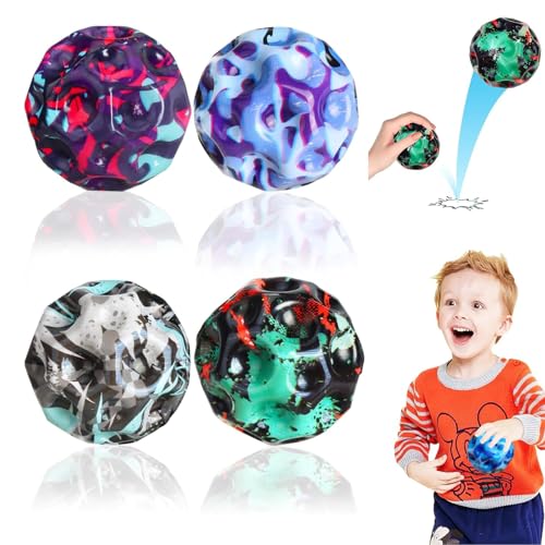 RolyEnttain Astro Jump Ball Galaxy, 4 Stück Astro Jump Ball, Moon Ball, Hohe Bounce Loch Ball, Bouncing Ball, Mondball, Hüpfbälle Spielzeug Geschenke für Kinder im Freien von RolyEnttain