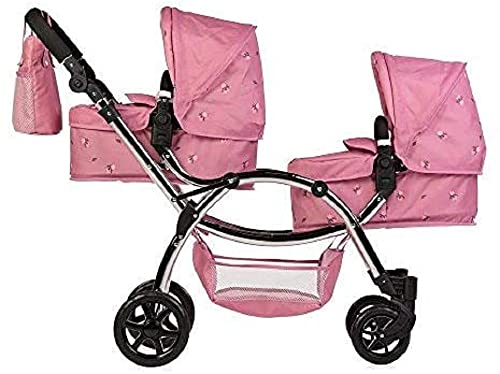 Roma Darcie Zwillingspuppenwagen in Rosa, Geeignet von 3 bis 16 Jahren, Verstellbare Griffhöhe, 16 Kombinationen, Doppel-Puppenwagen Roma Darcie Zwillingspuppenwagen in Rosa, Geeignet von 3 bis 16 Jahren, Verstellbare Griffhöhe, 16 Kombinationen, Doppel-Puppenwagen von Roma