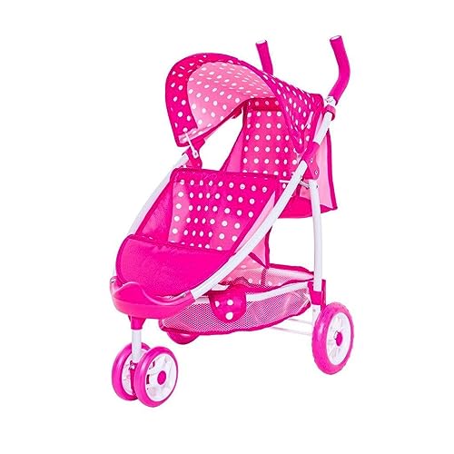 Roma Dotty Tandem-Zwillings-Doppelpuppenwagen - Pink Polka von Roma