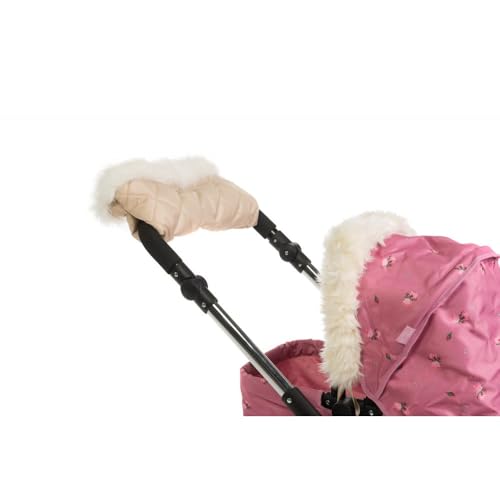 Roma Puppenwagen Pelz Handmuff, gesteppt Creme mit Fellbesatz, Universal Puppen Kinderwagen Handwärmer Roma Puppenwagen Pelz Handmuff, gesteppt Creme mit Fellbesatz, Universal Puppen Kinderwagen Handwärmer von Roma