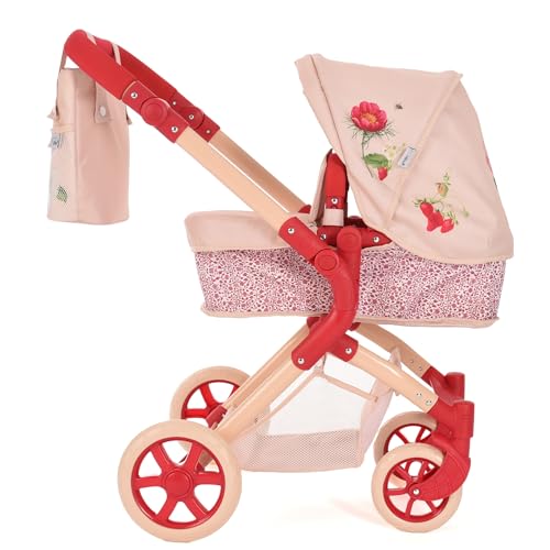 Roma RHS Flora Einzel-Puppenwagen, ab 3 Jahren, cremefarben und beerenrot, recycelter umweltfreundlicher Stoff, verstellbarer Griff, 55–78 cm, 2-in-1-Tragetasche Roma RHS Flora Einzel-Puppenwagen, ab 3 Jahren, cremefarben und beerenrot, recycelter umweltfreundlicher Stoff, verstellbarer Griff, 55–78 cm, 2-in-1-Tragetasche von Roma