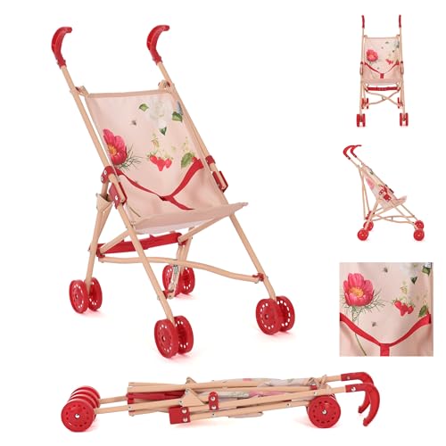 Roma RHS Umbrella Buggy - Flora-Puppenwagen, ab 2 Jahren, cremefarben/beerenrot, Modell Flora, umweltfreundliches recyceltes Gewebe, für Puppen bis 42 cm Roma RHS Umbrella Buggy - Flora-Puppenwagen, ab 2 Jahren, cremefarben/beerenrot, Modell Flora, umweltfreundliches recyceltes Gewebe, für Puppen bis 42 cm von Roma