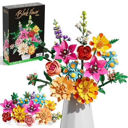 Rongmeiz 891-teiliger Blumenstrauß-Bausatz: Künstliche Pflanzen-Blumen-Kit | Spielzeug für Kinder, botanische Sammlung für Erwachsene (Frauen/Mädchen) Muttertag, Geburtstag, Weihnachten von Rongmeiz