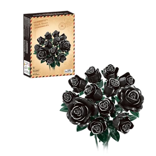 Blumenstrauß Bausatz, 12 künstliche Schwarz Rosen, botanische Sammlung Baustein Lernspielzeug Geschenk für Mädchen Kinder Frauen Valentinstag Muttertag Weihnachten Geburtstagsgeschenk, 624 Teile Blumenstrauß Bausatz, 12 künstliche Schwarz Rosen, botanische Sammlung Baustein Lernspielzeug Geschenk für Mädchen Kinder Frauen Valentinstag Muttertag Weihnachten Geburtstagsgeschenk, 624 Teile von Rongmeiz