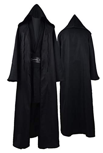 Rongxu Herren-Tunika, Robe, Cosplay-Kostüm, Erwachsenen-Tunika, Kapuzenmantel, komplettes Set, Halloween-Kostüm, US-Größe, Schwarz (komplettes Set), Large von Rongxu