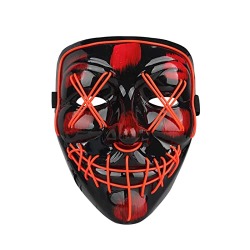RONGYI Halloween Beleuchtete Maske, 3 Farbige Horror Leucht Maske, Lustige Grimasse Leuchtmaske, Augen leuchtende Neon Maske, für Karneval, Halloween, Cosplay und Partys, (Rot) von RONGYI