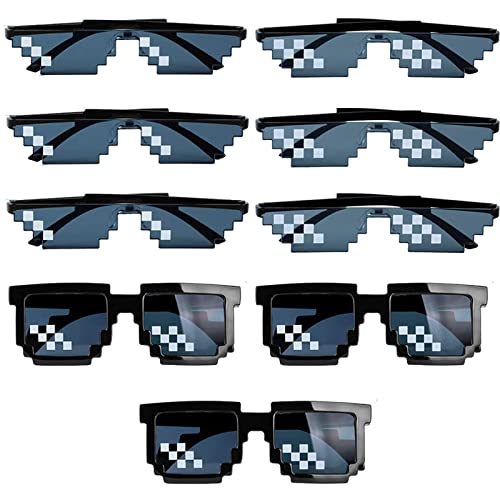 RONGYI Sunglasses, Pack of 9 Pixel Mosaic Glasses, Pixel Sunglasses, UV Protection Sunglasses, Adults Children Fancy Dress Party Accessories, Thug Life Glasses for Carnival Cosplay von RONGYI