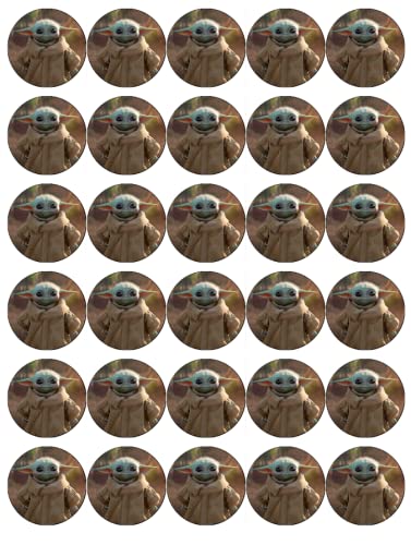 30 Star Wars Baby Yoda Cupcake-Topper aus essbarem Oblatenpapier für Geburtstagskuchen 30 Star Wars Baby Yoda Cupcake-Topper aus essbarem Oblatenpapier für Geburtstagskuchen von Ronnies-Bakery-Company
