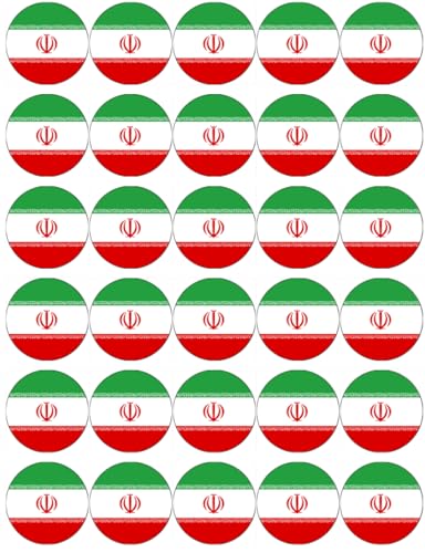 Cupcake-Topper, Motiv: iranische Persien-Flaggen, essbares Oblatenpapier, Kuchendekoration, Geburtstagstortendekoration, 30 Stück von Ronnies-Bakery-Company