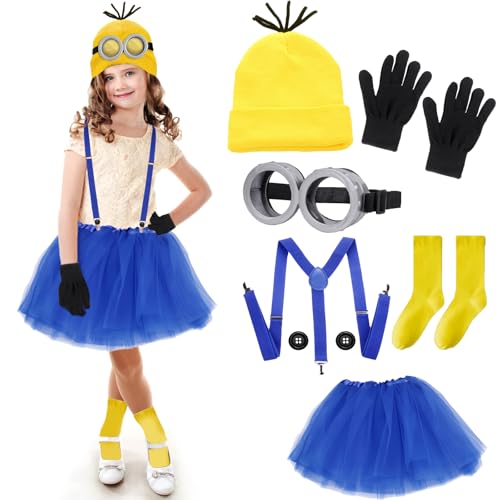Ronronner 7 PCS Kostüm Zubehör Kinder, Kostüm Cosplay, Enthalten Goggles Hut Handschuhe Socken Knopf, Party Kostüm für Damen Herren Kinder für Karneval Fasching von Ronronner