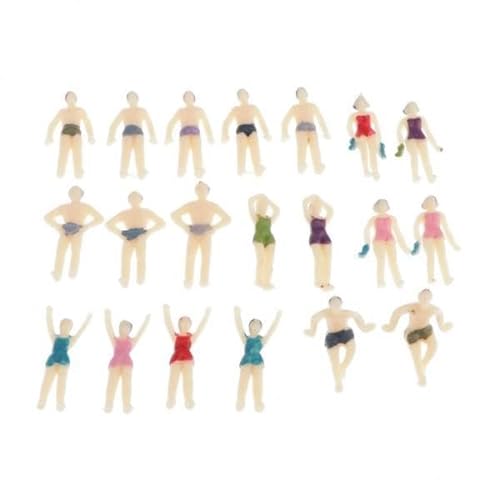 Ronyme 2x20xModelleisenbahnen, Menschenfiguren, Maßstabsgetreu Bemalte Strandmassenminiaturen OO 1:75, Mehrfarbig, 2 STK von Ronyme