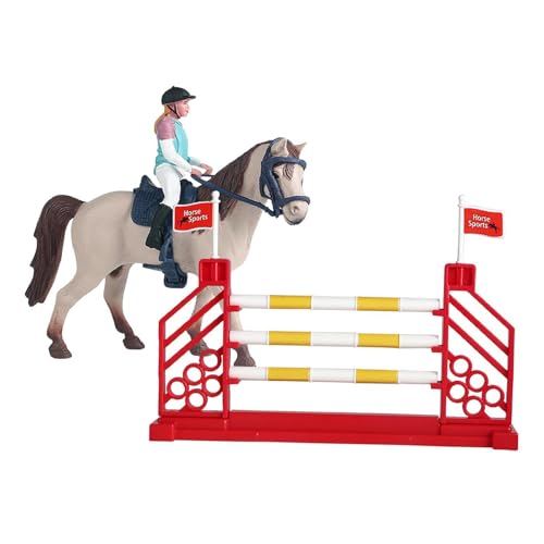 Ronyme 3-teiliges Spielset mit Pferd und Reiter, Reitspielzeugset mit Pferd, Reiter und Zaun für Baby-Partyzubehör, Reiterin von Ronyme