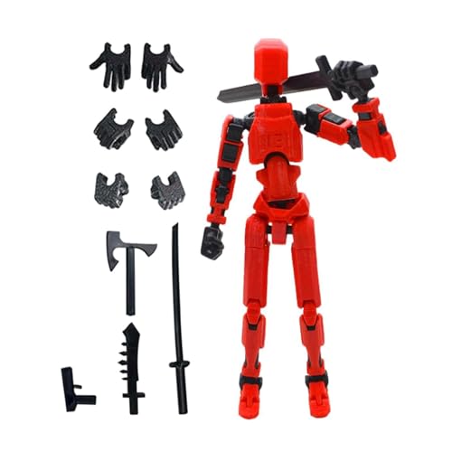 Ronyme 3D-gedruckte Actionfigur mit Mehreren Gelenken, Actionfigur mit Zubehör, männliche Actionfigur für Ausstellungen, Sammlerstück, Schaufensterpuppe, Schwarz und Rot von Ronyme