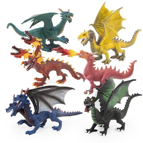 Ronyme 6X Drachenfiguren Actionfigur Drachenfiguren Kinderspielzeugfigur Modellsimulation für Geburtstagssammlung, Wissenschaftliche Requisite von Ronyme