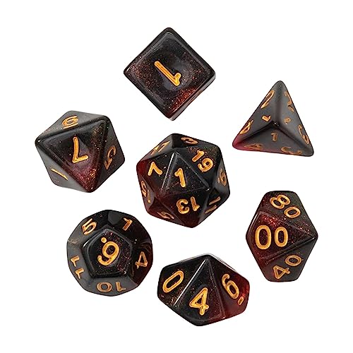 Ronyme 7X Polyedrisches Würfelset, Acryl D4 D8 D10 D12 D20 Würfel, Mehrseitige Würfel, für Rollenspiele, RPG Kartenspiele, Tischspiele, Unterhaltungsspielzeu, Schwarz Rot von Ronyme