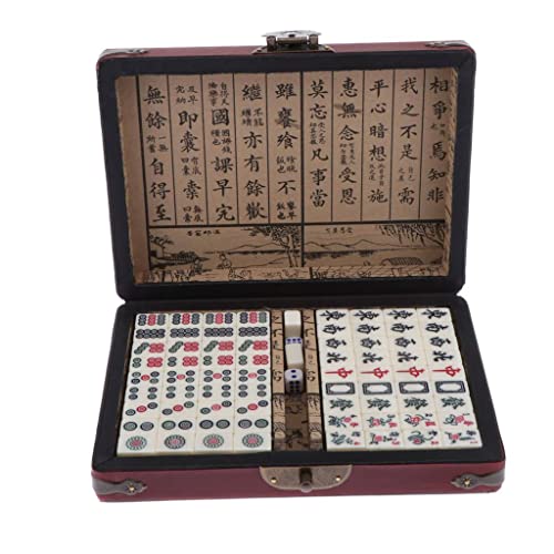 Ronyme Antikes Chinesisches Mahjong Spielset mit Tragetasche Reise Mahjong Set für Erwachsene, Jungen Und Mädchen, Mehrfarbig, wie beschrieben von Ronyme