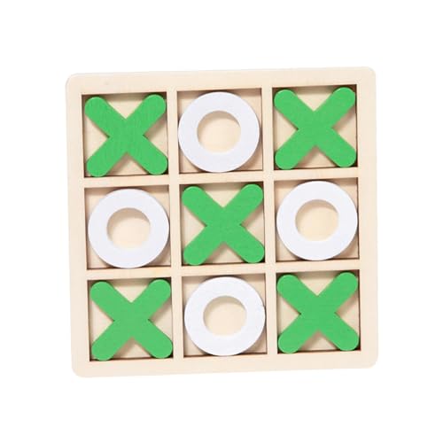 Ronyme Holz Tic TAC Toe Brettspiel XO Tischspielzeug Nachtaktivität für Erwachsene und Familie 12x12cm Freizeit Intelligentes Lernspielzeug, Grün Weiß von Ronyme