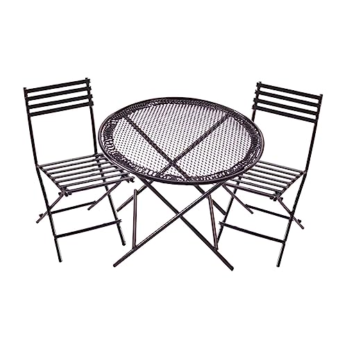 Ronyme Miniatur-Tisch und Stühle-Set, Maßstab 1:12, Miniatur-Eisen-Rundtisch-Stuhl-Set, niedliche Feengarten-Dekorationen für Mikro-Landschaftsdekoration, Schwarz Ronyme Miniatur-Tisch und Stühle-Set, Maßstab 1:12, Miniatur-Eisen-Rundtisch-Stuhl-Set, niedliche Feengarten-Dekorationen für Mikro-Landschaftsdekoration, Schwarz von Ronyme
