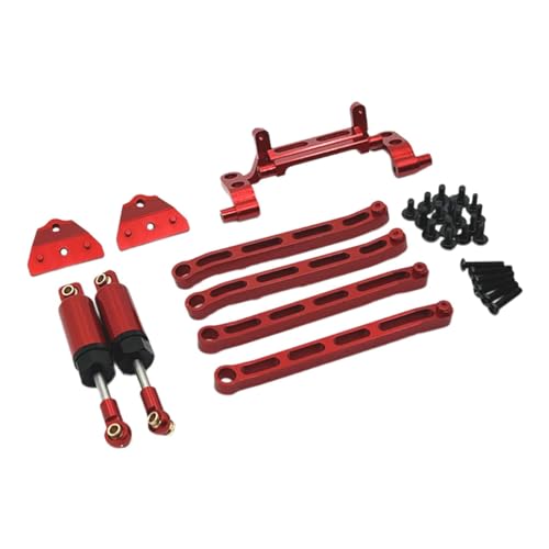 Ronyme RC-Stoßdämpfersatz, Upgrade-Kits, DIY-Zubehör, einfach zu installierende Ersatz-RC-Auto-Zugstangen-Kits für MN82 LC79 MN78 1/12 RC, Rot von Ronyme