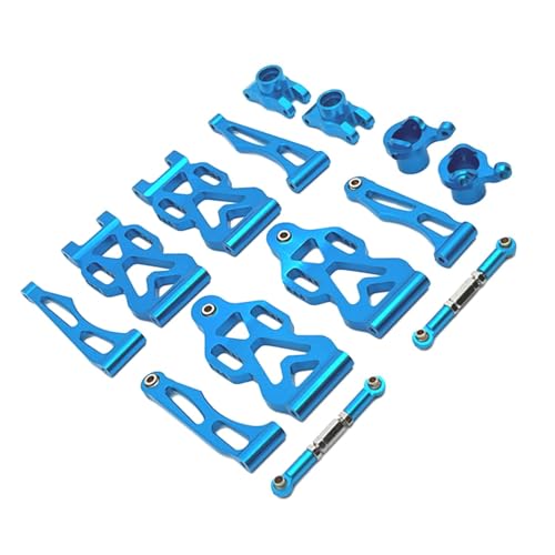 Ronyme RC-Upgrade-Teile für vordere und hintere Schwinge, professionelle Aluminium-Lenkschalen, Verbindungsstange für Q14 Q130B im Maßstab 1:16, Blau von Ronyme