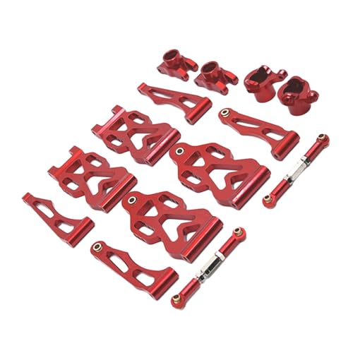 Ronyme RC-Upgrade-Teile für vordere und hintere Schwinge, professionelle Aluminium-Lenkschalen, Verbindungsstange für Q14 Q130B im Maßstab 1:16, Rot von Ronyme