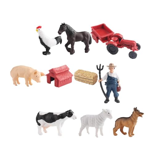 Ronyme Realistisches Mini-Scheunen-Bauernhof-Spielzeug, Traktor-Spielset, Lernspielzeug, Bauernhoftiere, Figuren-Set für Jungen, Mädchen, Kinder im Alter von, 10 Stück Stil C von Ronyme