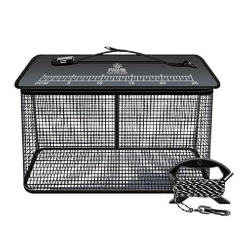 Ronyme Schwimmender Fischkorb, Angelaufbewahrungskäfig, multifunktionale Fischschutztasche, Minnows-Eimer, Schwarz 34cmx20cmx28cm von Ronyme