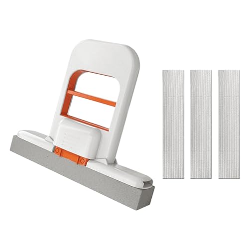 Ronyme Selbstdrückender Mini-Mopp, super saugfähig, 15 x 12 x 3 cm, Küchentheken-Mopp-Schwammkopf für Fensterschreibtische, multifunktional, Weiß Orange von Ronyme