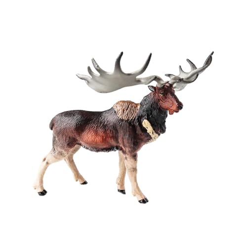 Ronyme Simulation Wildlife Tiermodell Tierfigur Realistisches Sammlerstück Miniatur Geburtstagsgeschenk Skulptur Ornament für Jungen, Elchhirsch Modell von Ronyme